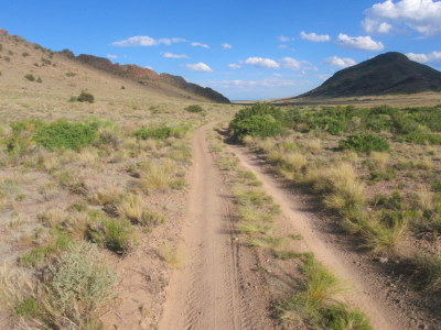 More double track, some soft dirt areas.